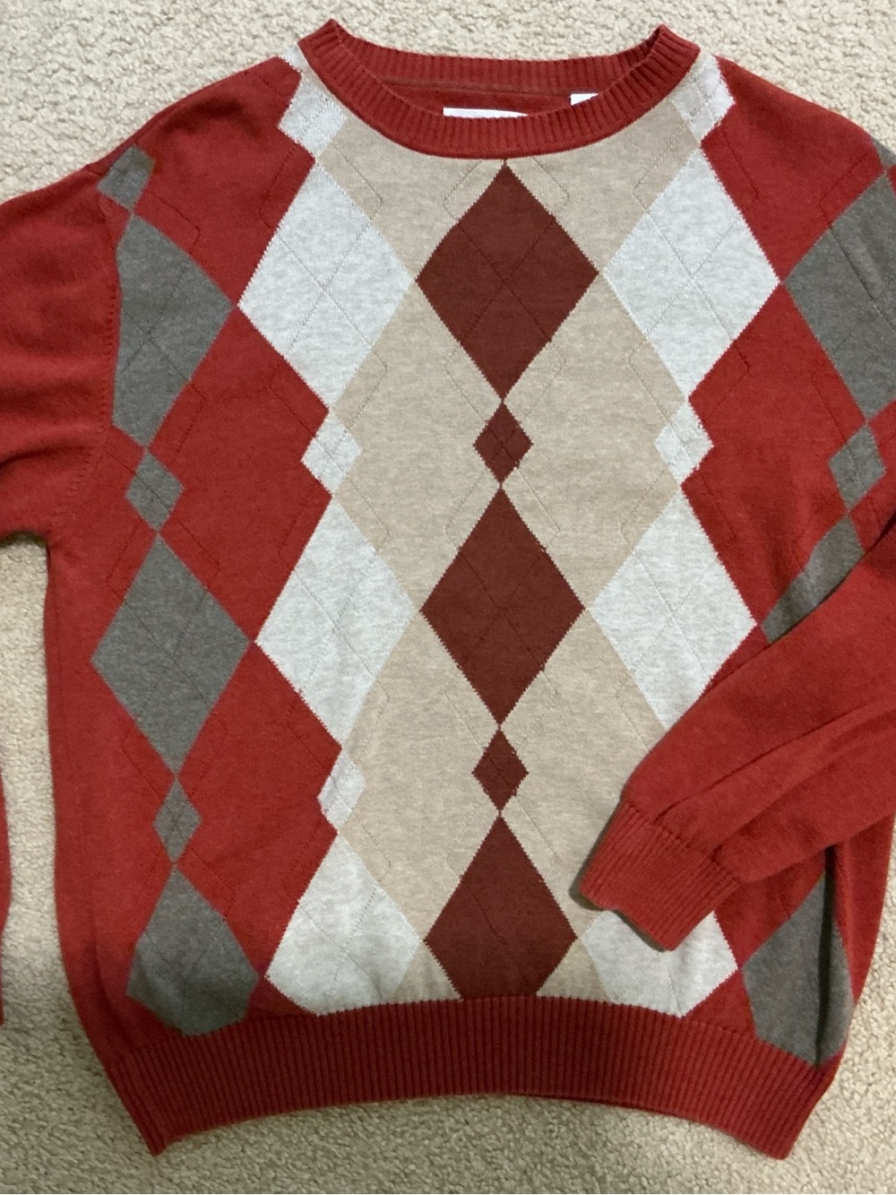 Grandpa core preppy Argyle golf sweater Alex Cannon 100% cotton size large